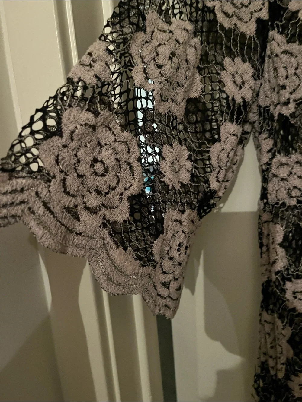Nikki Crochet Floral Maxi Dress in Beige and Black, 2x